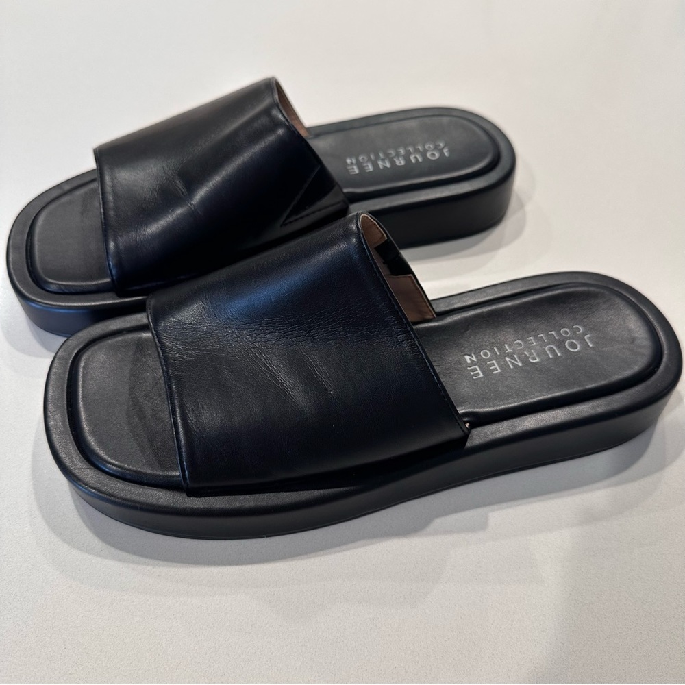 Journee Collection Denrie Platform Chunky Black Sandal Size‎ 9